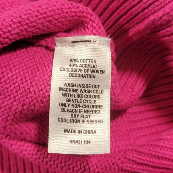 Crown & Ivy‎ Sweater Pink Knit Ruffle Plaid Trim Holiday Pullover Women's Medium - Picture 5 of 9